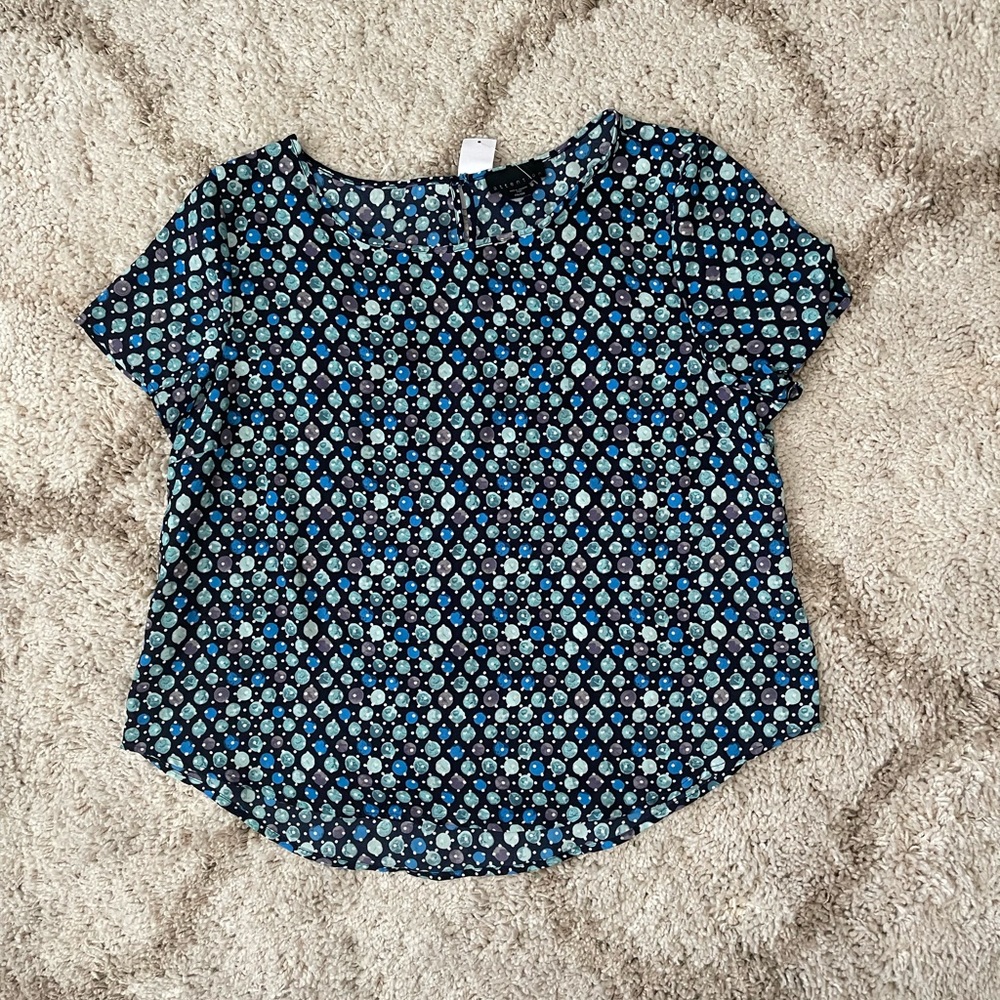 Attention Womens Polka Dot Short Sleeve Blouse
